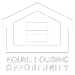 Logo of the equal housing opportunity: a simplistic house outline with an equal sign inside, above the text “equal housing opportunity”. black and white design.